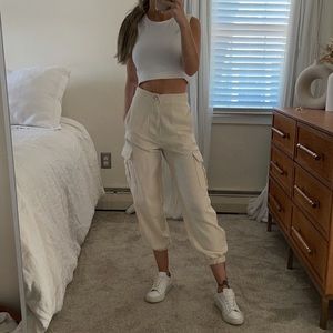 Zara Linen Cargo Jogger Pant, Size 0 (EU 32)